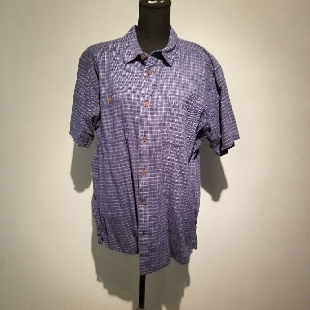 PATAGONIA MENS XL SHIRT BLUE PLAID b2